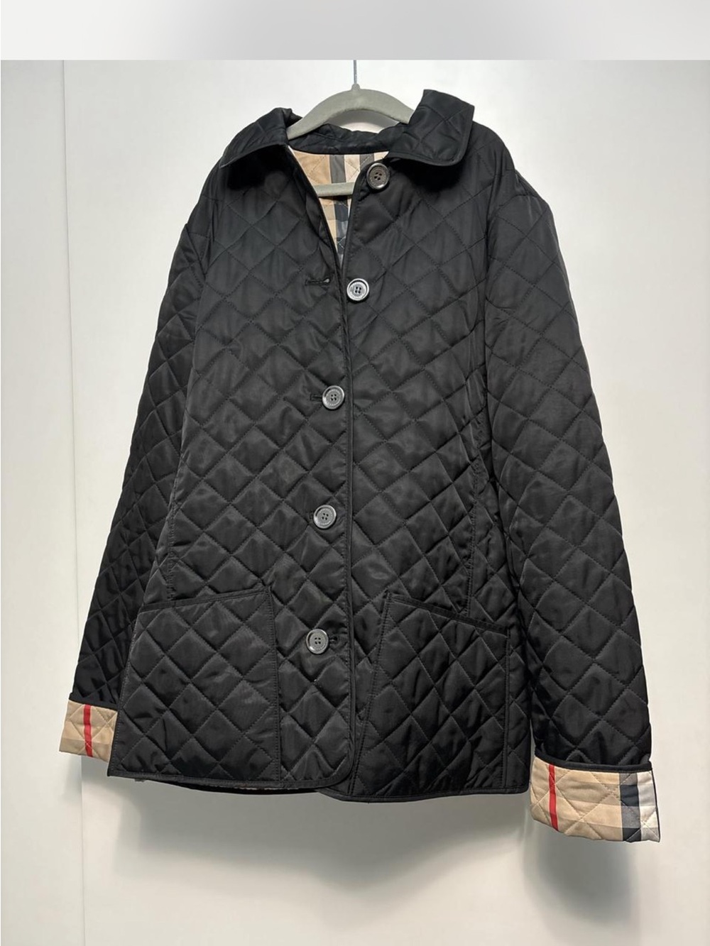 Classic Quilted Black Jacket with Contrast Cuff